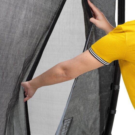 EXIT Dynamic ground level trampoline 244x427cm with safety net - black