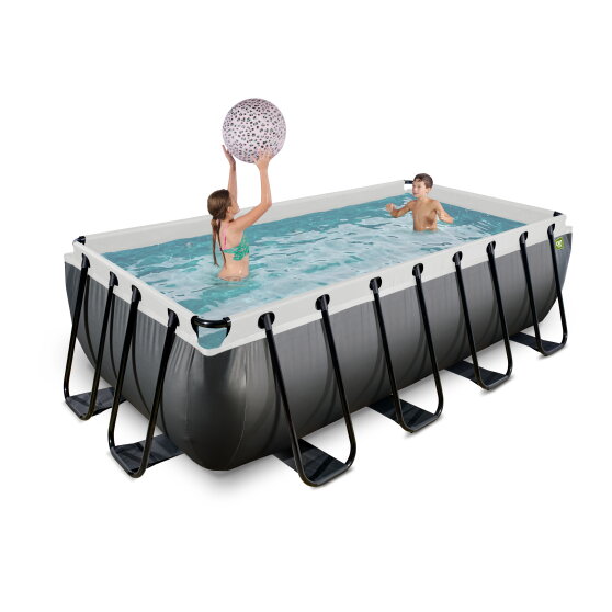 EXIT Black Leather pool 400x200x100cm with filter pump - black