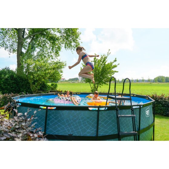 EXIT Wood pool ø488x122cm with sand filter pump - brown