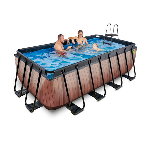 EXIT Wood pool 400x200x122cm with filter pump - brown