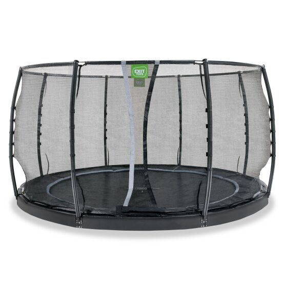 EXIT Dynamic ground level trampoline ø427cm with safety net - black