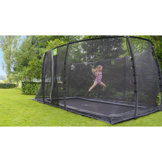 EXIT Dynamic ground level trampoline 275x458cm with safety net - black