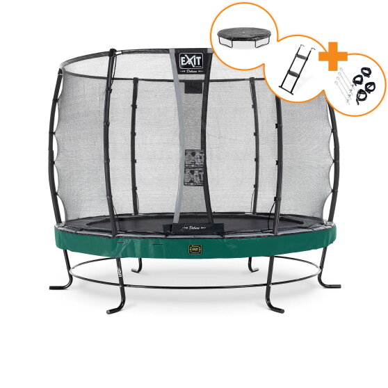 Trampolina Elegant Premium EXIT zestaw kompletny ø305cm - zielona