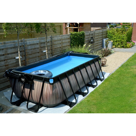 EXIT Black Leather pool 400x200x100cm with filter pump - black