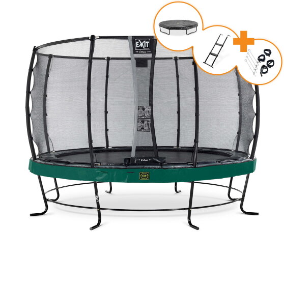 Trampolina Elegant Premium EXIT zestaw kompletny ø366cm - zielona