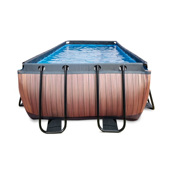 EXIT Wood pool 400x200x122cm with filter pump - brown