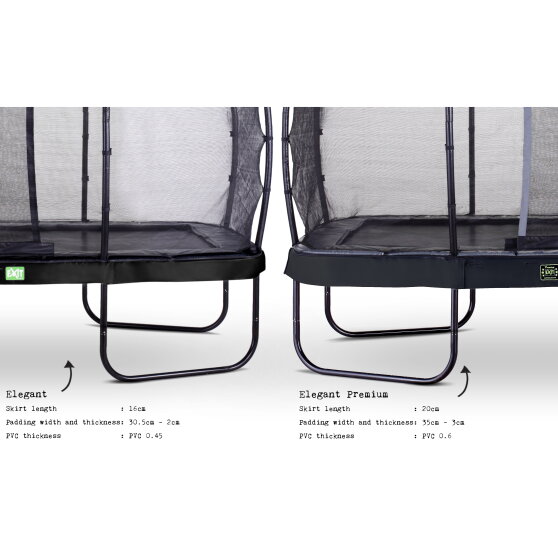 Trampolina Elegant Premium EXIT zestaw kompletny 244x427cm - czarna