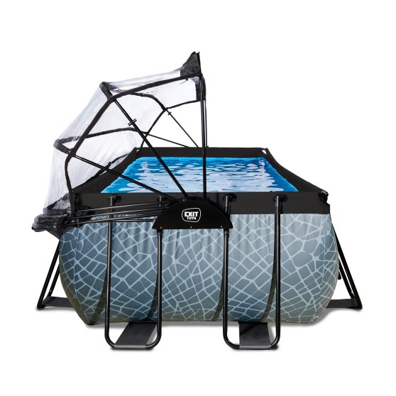 EXIT Stone pool 540x250x122cm with sand filter pump and dome - grey