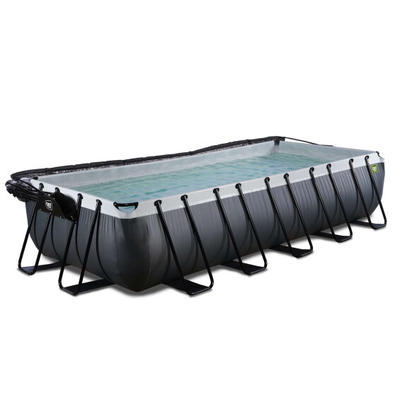 Basen Black Leather EXIT 540x250x100cm z pompą z filtrem piaskowym i kopułą - czarny