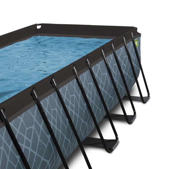 EXIT Stone pool 540x250x122cm with sand filter pump and dome - grey