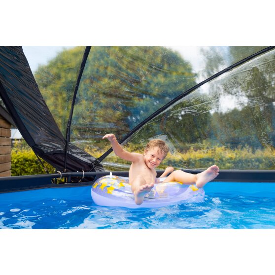 EXIT Black Leather pool ø360x122cm with sand filter pump and dome - black