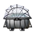 EXIT Black Leather pool 400x200x100cm with sand filter pump and dome - black