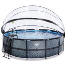 EXIT Stone pool ø450x122cm with sand filter pump and dome - grey