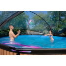 EXIT Wood pool ø450x122cm with sand filter pump and dome - brown