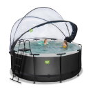 EXIT Black Leather pool ø360x122cm with sand filter pump and dome - black