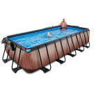EXIT Wood pool 540x250x122cm with sand filter pump and dome - brown