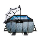 EXIT Stone pool 540x250x100cm with sand filter pump and dome and heat pump - grey