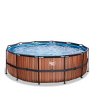 EXIT Wood pool ø427x122cm with filter pump - brown