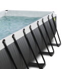 EXIT Black Leather pool 400x200x122cm with sand filter pump and dome and heat pump - black