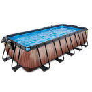 EXIT Wood pool 540x250x122cm with sand filter pump and dome - brown