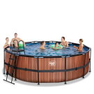 EXIT Wood pool ø450x122cm with sand filter pump - brown