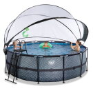 EXIT Stone pool ø427x122cm with sand filter pump and dome - grey