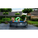 EXIT Black Wood pool ø300x76cm with filter pump and dome - black