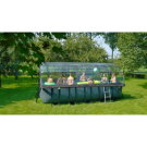EXIT Wood pool 540x250x122cm with sand filter pump and dome - brown