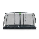 EXIT Dynamic ground level trampoline 244x427cm with safety net - black