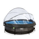 EXIT Black Wood pool ø300x76cm with filter pump and dome - black