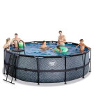 EXIT Stone pool ø450x122cm with filter pump - grey