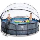 EXIT Stone pool ø488x122cm with sand filter pump and dome - grey