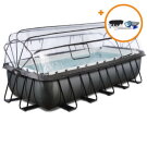 Basen Black Leather EXIT 540x250x122cm z pompą z filtrem piaskowym, kopułą i zestawem akcesori&oacute;w - czarny