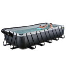 Basen Black Leather EXIT 540x250x100cm z pompą z filtrem piaskowym i kopułą - czarny