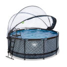 EXIT Stone pool ø360x122cm with sand filter pump and dome and heat pump - grey
