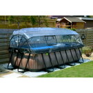 EXIT Black Leather pool 400x200x100cm with sand filter pump and dome - black