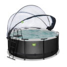 EXIT Black Leather pool ø360x122cm with sand filter pump and dome - black