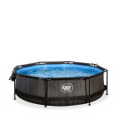 EXIT Black Wood pool ø300x76cm with filter pump and dome - black