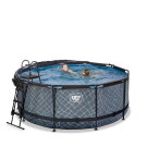 EXIT Stone pool ø360x122cm with sand filter pump and dome and heat pump - grey