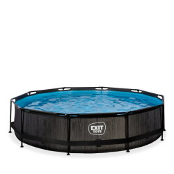 EXIT Black Wood pool ø360x76cm with filter pump - black
