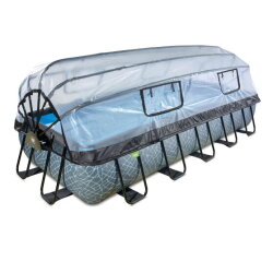 EXIT Stone pool 540x250x100cm with sand filter pump and dome - grey