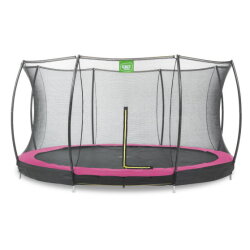 Trampolina ziemna Silhouette EXIT ø427cm z siatką zabezpieczającą - różowa