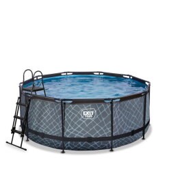 EXIT Stone pool ø360x122cm with filter pump - grey