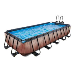 EXIT Wood pool 540x250x100cm with filter pump - brown