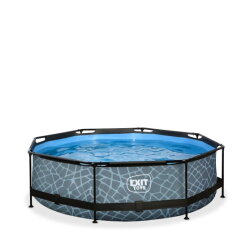EXIT Stone pool ø300x76cm with filter pump - grey