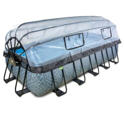 EXIT Stone pool 540x250x122cm with sand filter pump and dome - grey